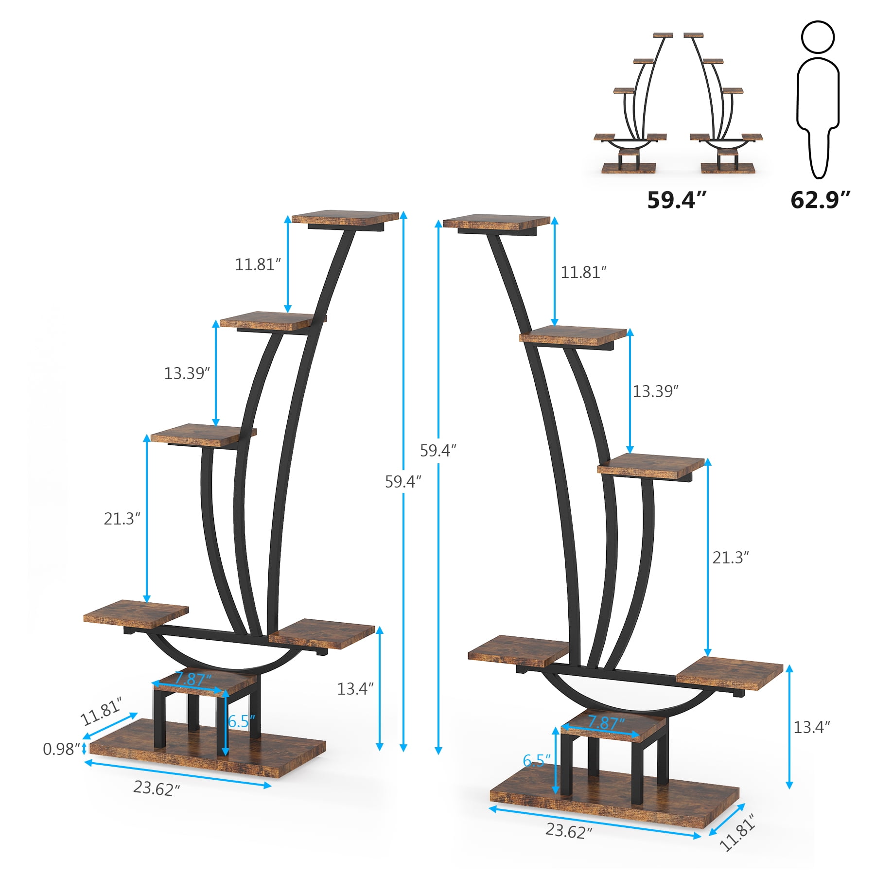 Tribesigns 6 Tier Metal Plant Stand, 2 Pack with Hooks Tribesigns 6 Tier Metal Plant Stand, 2 Pack with Hooks