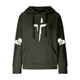 thumbnail image 4 of DDAPJ pyju Cross Graphic Hoodies for Women Waffle Knit Hooded Sweatshirt Loose Casual Pullover Hoodie Christian Blessed Sweatshirts with Kangaroo Pocket Army Green L, 4 of 6