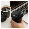 thumbnail image 5 of 250 Pack 16 oz Black Disposable Coffee Cups with Lids & Stirrers, Corrugated Triple Wall To Go Hot Cups, Insulated Paper Coffee Cups for Hot Beverages, Travel, Home, Office (Black Lids), 5 of 7