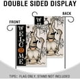 thumbnail image 3 of Welcome Halloween Mummy Gnome Small Decorative Garden Flag, Scary Spider Web Bat Yard Lawn Outside Decor, Holiday Burlap Outdoor Home Decoration Double Sided 12 x 18, 3 of 5