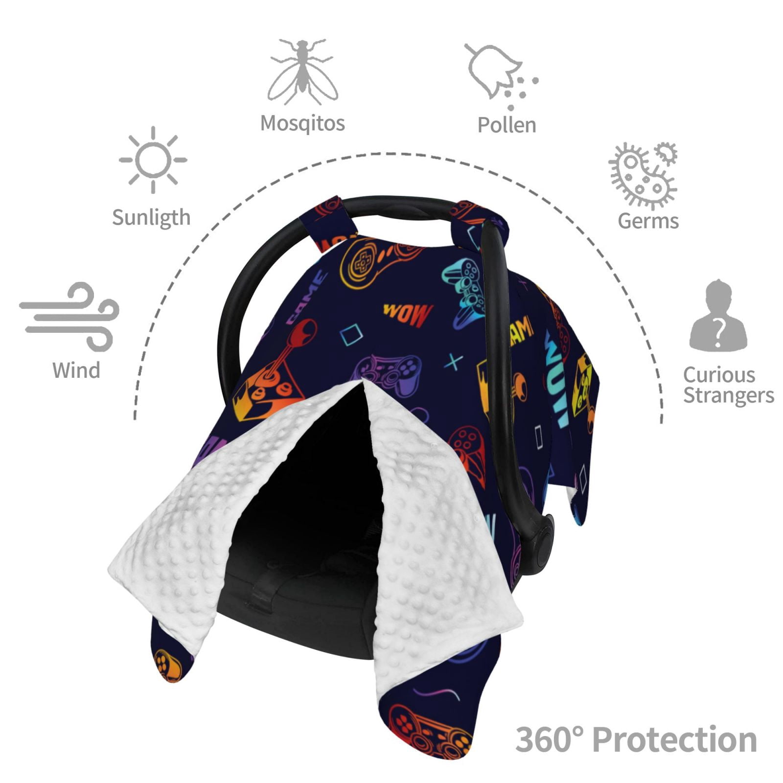 Naloa Games Baby Car Seat Cover, Breathable Baby Carrier Cover, Multiuse Baby Carrier Cover & Nursing Breastfeeding Cover