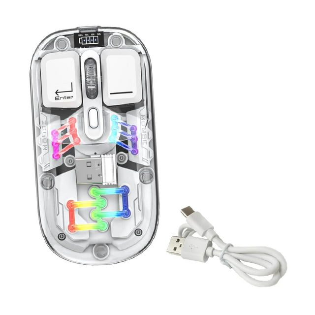 Esquirla LED Wireless Mouse Lightweight USB Receiver Ergonomic Mice Transparent Mouse White