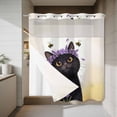 thumbnail image 4 of Cute Black Cat No Hook Shower Curtain with Snap in Liner Purple Lavender Flower Bee Country Style Fields Waterproof Bathroom Shower Curtain with See Through Top Window for Bathtub 72" x 72", 4 of 9