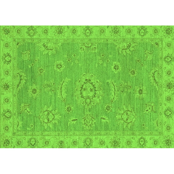 Ahgly Company Indoor Rectangle Oriental Green Traditional Area Rugs, 7' x 10'