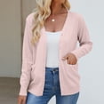 thumbnail image 6 of Cardigan Sweaters for Women 2025 Long Sleeve V Neck Button Down Knit Plain Cardigan Sweater Blouse Outerwear, 6 of 7