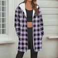 thumbnail image 2 of Dasayo Coats for Women Fleece Long Purple Thermal Drawstring Plaid Zip up Coats Shacket Women XXL, 2 of 5