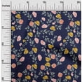 thumbnail image 1 of oneOone Cotton Poplin Twill Navy Blue Fabric Flower & Leaves Watercolor Sewing Material Print Fabric By The Yard 56 Inch Wide, 1 of 4