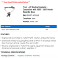 thumbnail image 2 of Front Left Window Regulator - Compatible with 2003 - 2007 Honda Accord 2-Door 2004 2005 2006, 2 of 2