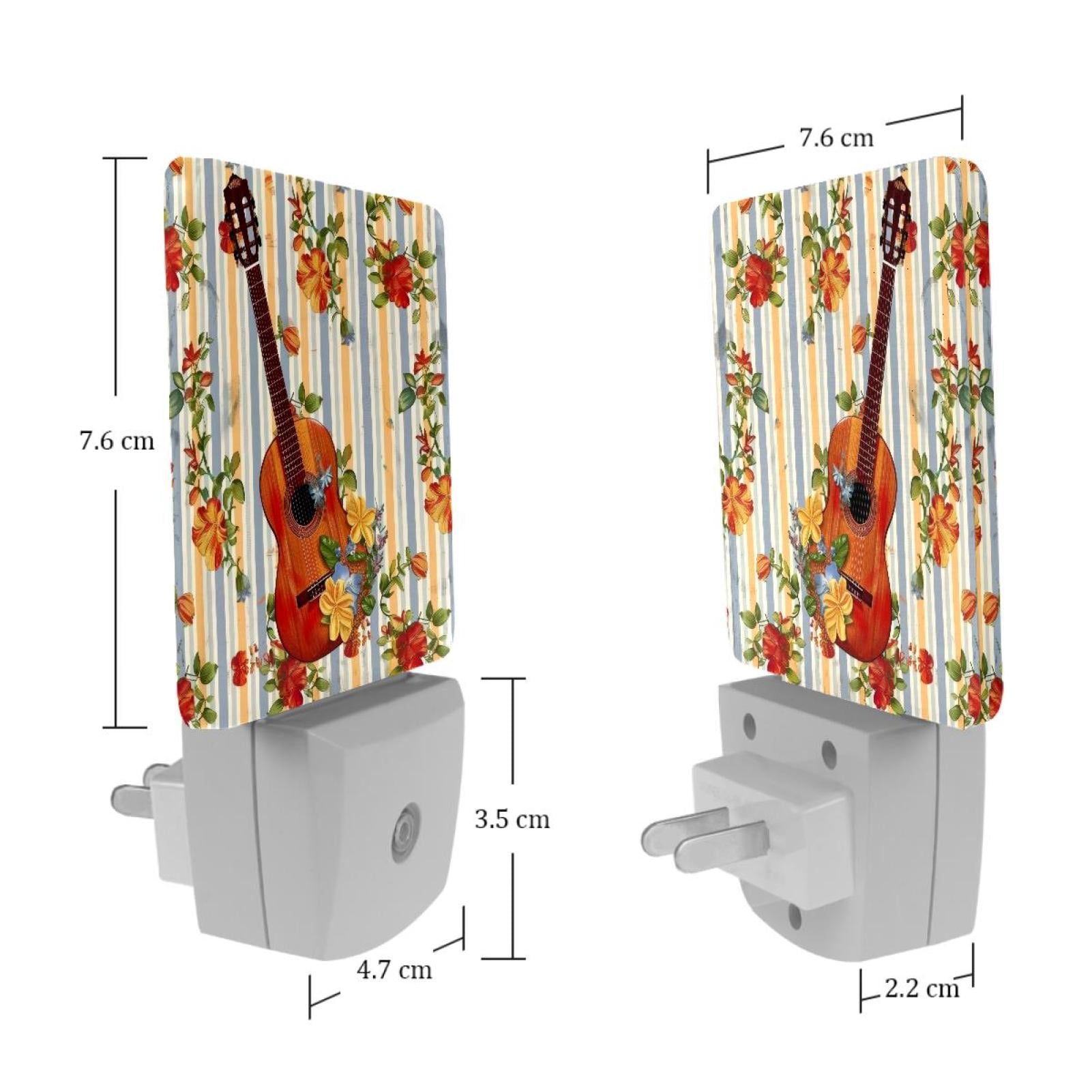 PhooArto Flower Guitar Stripe Pattern Plug in LED Night Light Auto Sensor Dusk to Dawn Decorative Night for Bedroom, Bathroom, Kitchen, Hallway, Stairs, Baby's Room, Energy Saving