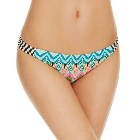 Hula Honey GREEN MULTI Strappy Printed Hipster Bikini Swim Bottom, US Small