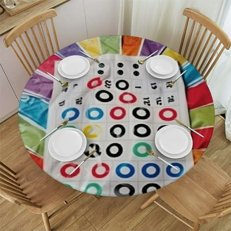 

Autua Confetti Round Table Cover Stain Resistant Washable Indoor Outdoor Tablecloth Kitchen Dining Perfect for Wedding Parties 100% Polyester with Elastic Edge Tablecloth 54 -58