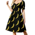 thumbnail image 1 of Vestido de noche rojo de manga corta con estampado de plátano amarillo grande para mujer, vestido de verano para mujer, vestido de noche para mujer., 1 of 7