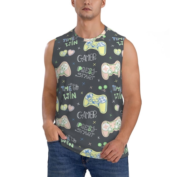Fotbe Gamers Men's Camiseta sin Mangas Estampada para Hombres, Playera Casual para Gimnasio, Entrenamiento, Playa-Large