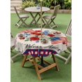 thumbnail image 4 of Outdoor Tablecloth with Umbrella Hole for Patio/Picnic/Party/Camping, 250th Anniversary Floral Waterproof Table Cloth Round Cover Washable, Red Blue Stars 4th of July Rustic (Dia 54"), 4 of 9