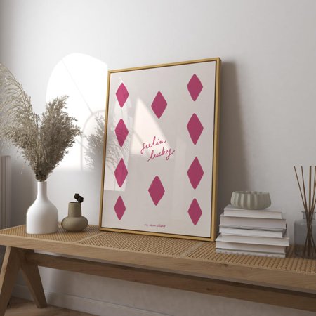 Feelin Lucky Diamond Print Poster Vintage Print Trendy Retro Print Mid Century Modern Kitchen Wall Art Bar Cart Art UNFRAMED PAPER POSTER Home Decor Vintage Gift Living Room Dercor
