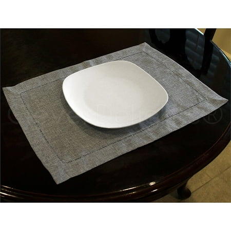 

6 Pack - CleverDelights Hemstitched Placemats - 14 x 20 - Slate Color