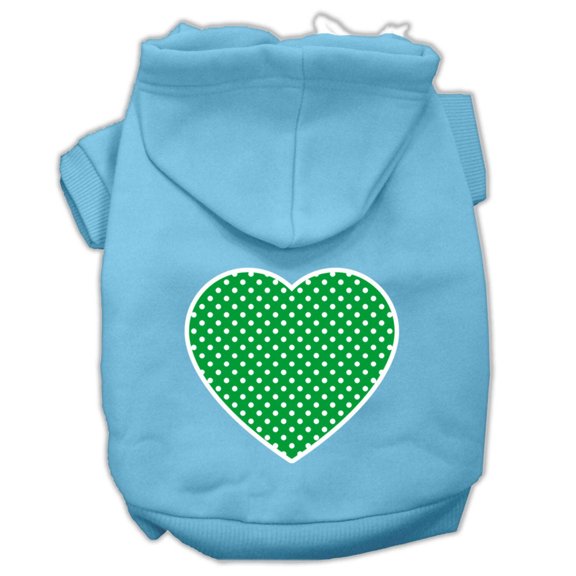 Pet Dog Cat Hoodie Screen Printed, "Green Swiss Dots Heart"