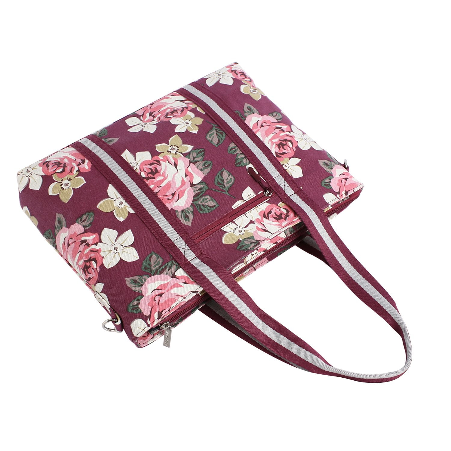 Up to 17.3 Inch Canvas Classic Multifunctional Work Travel Shopping Duffel Carrying Shoulder Handbag Compatible Notebook Ultrabook MOSISO Laptop Tote Bag Dark Blue Base Rose MacBook Chromebook