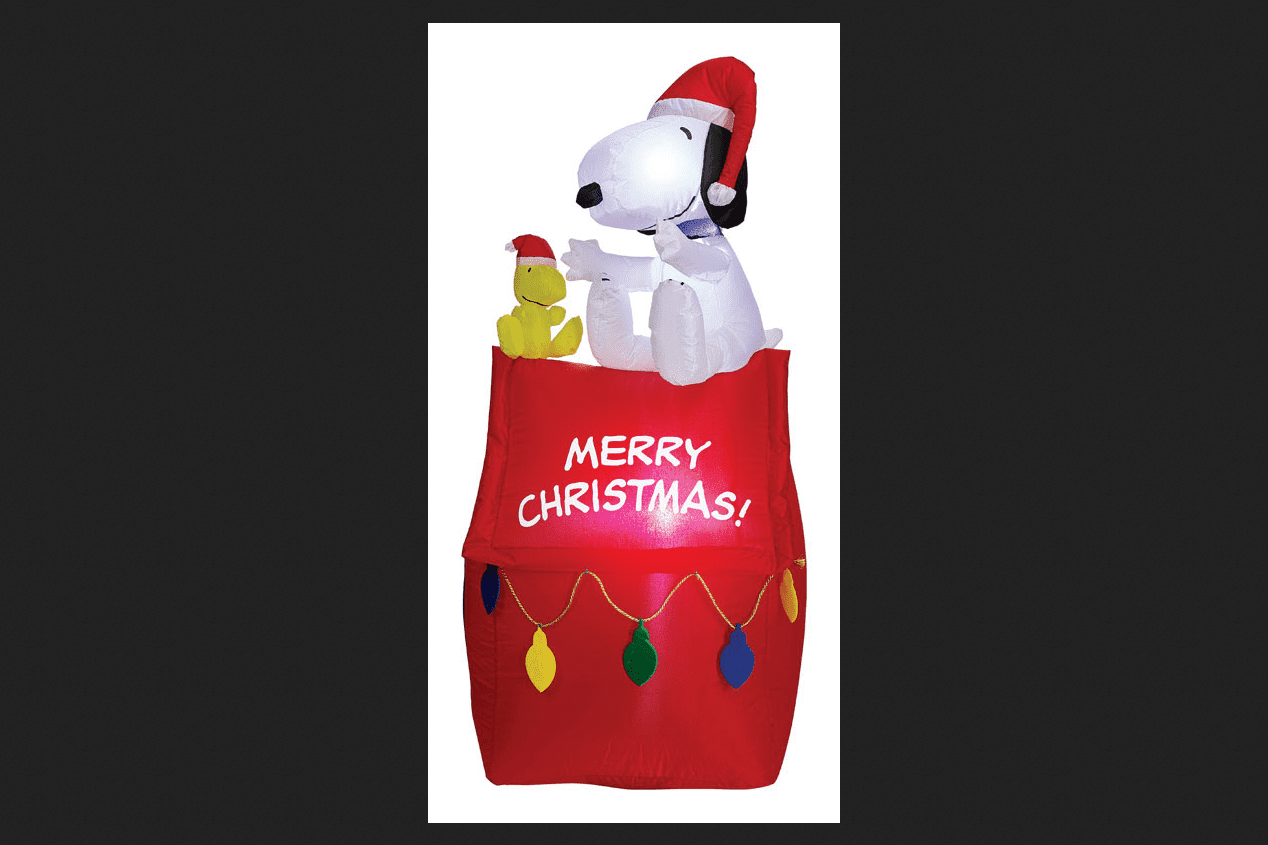 Gemmy Industries Airblown Snoopy On House With Banner And Lights Christmas Decoration Multicolore 88708