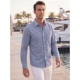 thumbnail image 4 of INSPIRE CHIC Men's Back to School Pinstripe Shirt Long Sleeve Button Down Casual Dress Shirts M Navy Blue, 4 of 5