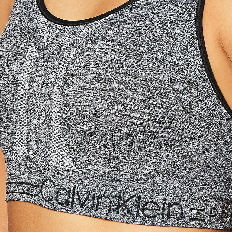 Calvin Klein Womens Premium Performance Moisture Wicking Medium Impact  Sports Bra X-Large Heather Grey Black