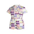 thumbnail image 2 of Combinaison à Manches Courtes Col Color Block pour Femme avec Ceinture de Taille Nouveau Style, 2 of 9