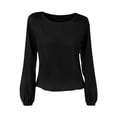 thumbnail image 4 of StSilkitty T-Shirts à Manches Longues Bouffantes pour Femmes Été Décontracté Col Rond T-Shirts Couleur Unie Blouses Légères, 4 of 5