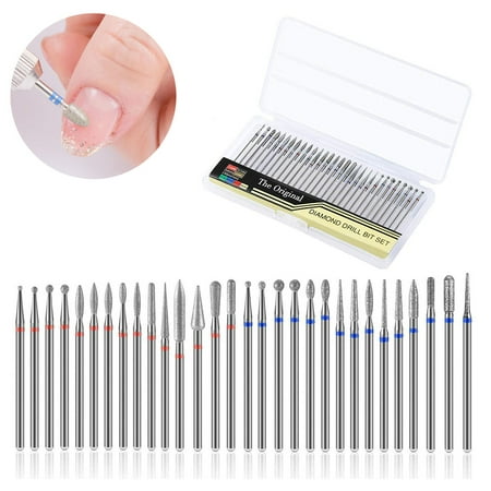 

Nail Drill Bits Set for Acrylic Nails Professional Diamond Cuticle Remover Bits Kit with Box Electric Manicure Nail File Bit for Nail Drill Machine in Nail Salon