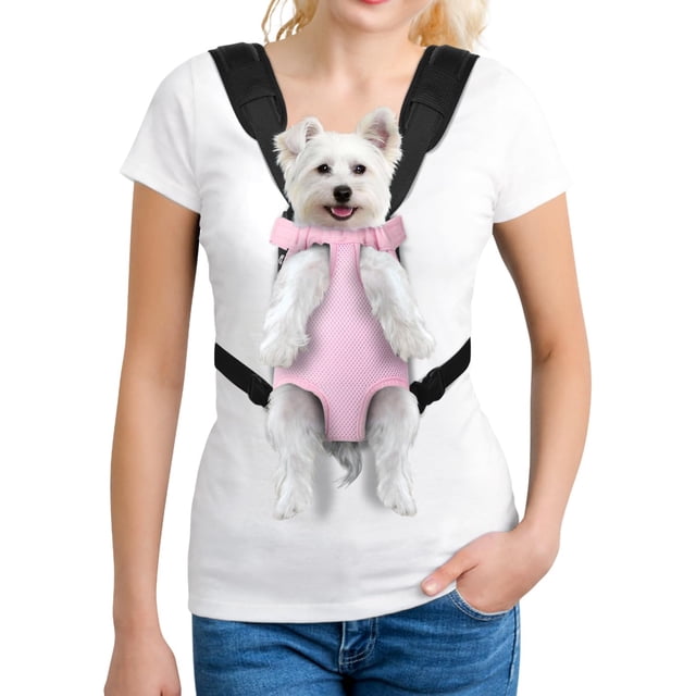 YUDODO Pet Dog Carrier Backpack Adjustable Dog Front Carrier, Legs Out Easy-Fit Dog Travel Backpack Carrier for Hiking Camping for Small Medium Dogs Cats and Rabbits (Small, Pink)