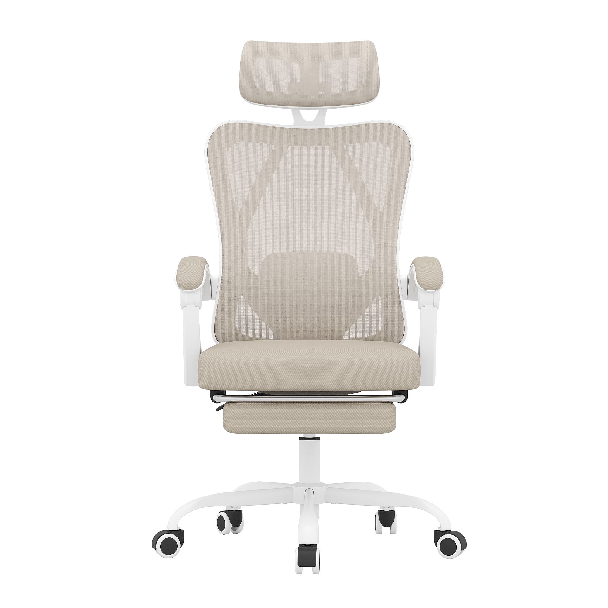 MAYEERTY Ergonomic Mesh Office Chair with Headrest, Lumbar Support, Footrest for Home Office Study, Khaki