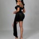 thumbnail image 5 of Moda mujer sólido Sexy ajustado sin tirantes fuera del hombro cremallera ahueca hacia fuera el vestido largo de retazos Fridja  qw7396, 5 of 8