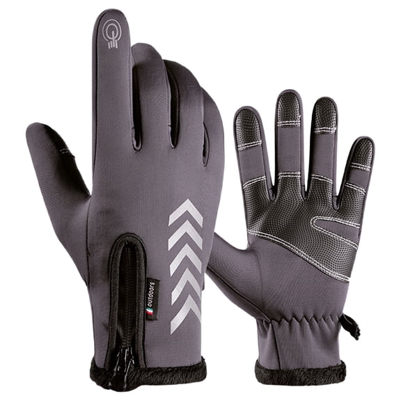Winter Gloves for Women Men, Fleece-Lined Touchscreen Solid Color Waterproof Thermal Fuall Finger Gloves, Non-Slip Thermal Warm Motorcycle Ski Snow Gloves, Non-Slip Silicone, 1Pair(Grey1,9.8x4.1")