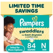 Pampers Swaddlers Diapers, Newborn, 84 Count and Pampers Sensitive Baby Wipes 6-Pack 504 Wipes (Select for More Options)