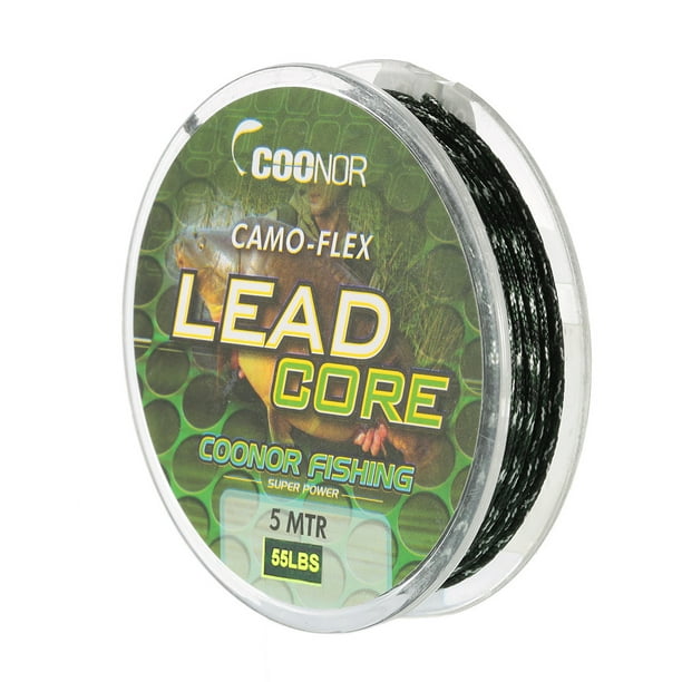 Coonor 35lb / 45lb / 55lb 5m Leadcore Braided Camouflage Carp Fishing Line Hair Rigs Lead Core Fishing Tack Green 35lbs