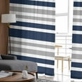 thumbnail image 4 of Navy Blue Grey Striped Sheer Curtains 72 Inches Long 2 Panels Set, Window Sheer Curtains for Living Room/Bedroom, Gradient Horizontal Lines Light Filtering Rod Pocket Curtain 52'' x 72'' x 2, 4 of 7