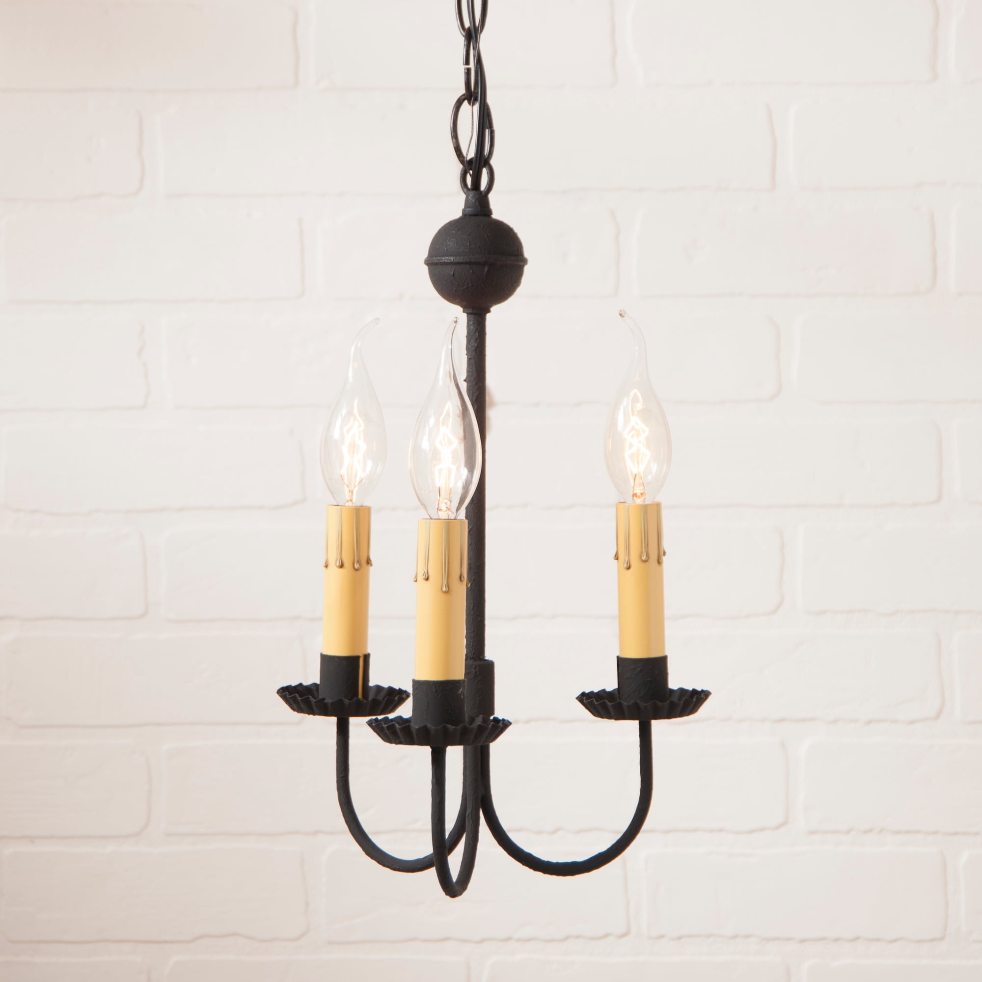 Small 3 Arm Primitive Chandelier In Textured Black Com Small 3 Arm Primitive Chandelier In, Primitive Ceiling Light Fixtures