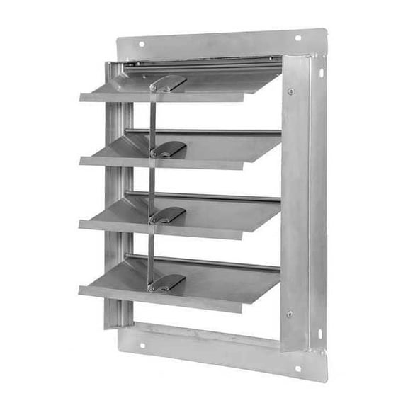 16 in 19"H-W 5 1/4"L SS Backdraft Dampr, 16-1/2 in x 16-1/2 in, Stainless Steel