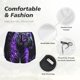 thumbnail image 4 of Balery Purple Plant White Tiger Pantalones cortos deportivos para mujer con forro y dos bolsillos, elásticos, para entrenamiento, gimnasio, yoga-Large, 4 of 7
