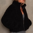 thumbnail image 5 of Women'S Short Coat Casual Jacket with Pockets Warm Winter Zip-Up Outwear Black L, 5 of 7