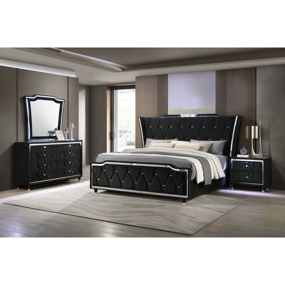 Coaster Lorient 4-Piece Queen Bedroom Set, Black