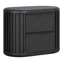 Furniture of America Kaelin Modern Fluted and Rounded 2-Drawer Nightstand, Black
