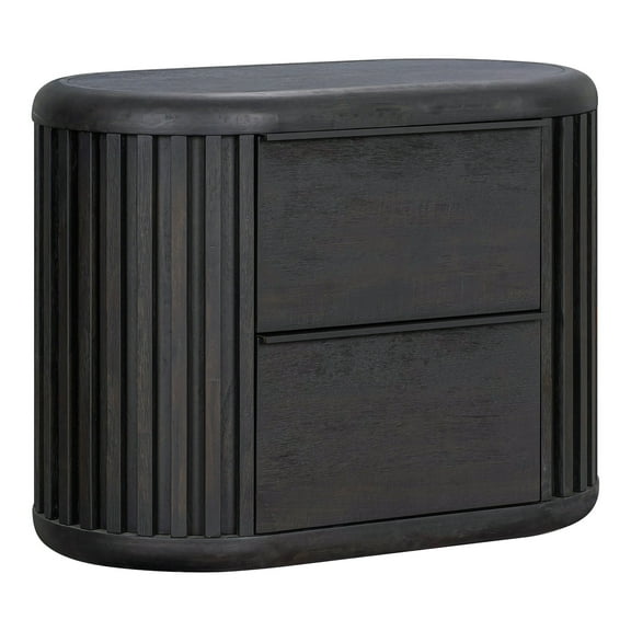 Furniture of America Kaelin Modern Fluted and Rounded 2-Drawer Nightstand, Black