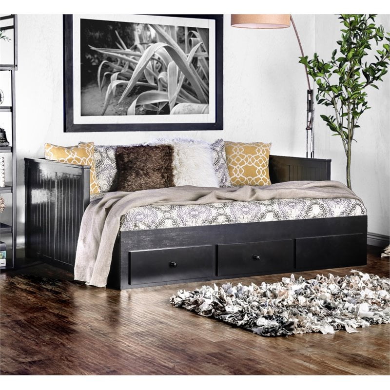 Furniture of America Aidan Cottage Wood Full Daybed with Drawers in