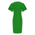 thumbnail image 4 of safuny Women's Plus Size Slim Knee Length Pencil Dress Solid Color Holiday Elegant Cocktail Wedding Evening Party Ruffle Sleeve Trendy Dresses Crew Neck Green S, 4 of 7