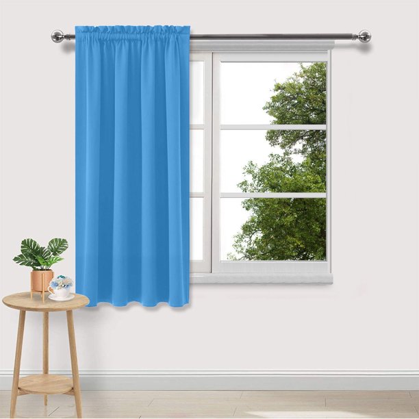 Paquete de 2 Cortinas de Seda Lisas con Aislamiento Térmico y Ahorro de Energía Opacas y, Azul MNFD