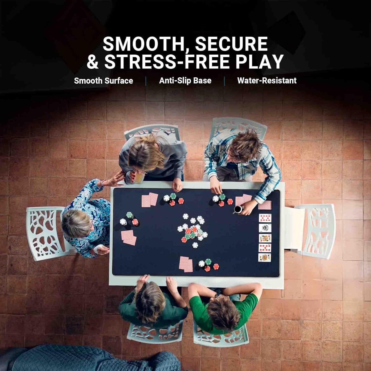 Feltectors Board Game Table Mahjong Neoprene Mat Card Table Cover 2x4 ft Blue