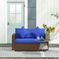 thumbnail image 6 of Barara King Patio Outdoor Sofa,Wicker Loveseat, Patio Furniture Couch with Cushions, 2 Seat PE Rattan Sofa, 2 Throw Pillows, Blue, 6 of 11
