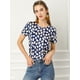 thumbnail image 3 of Blusa Floral de Verano Allegra K de Manga Corta Cuello Redondo Estampado de Margaritas Azul Oscuro M, 3 of 6