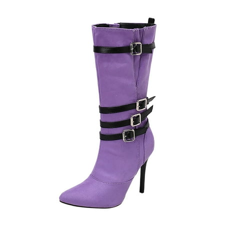 GHSOHS Cowboy Boots for Women Waterproof Boots Ankle Boots Shoes Women s Boot Women Shoes Fashion Ankle Long Boots Thick High Heels Over Knee Pleated Suede Long Boots Western Cowgirl Boots Size 37