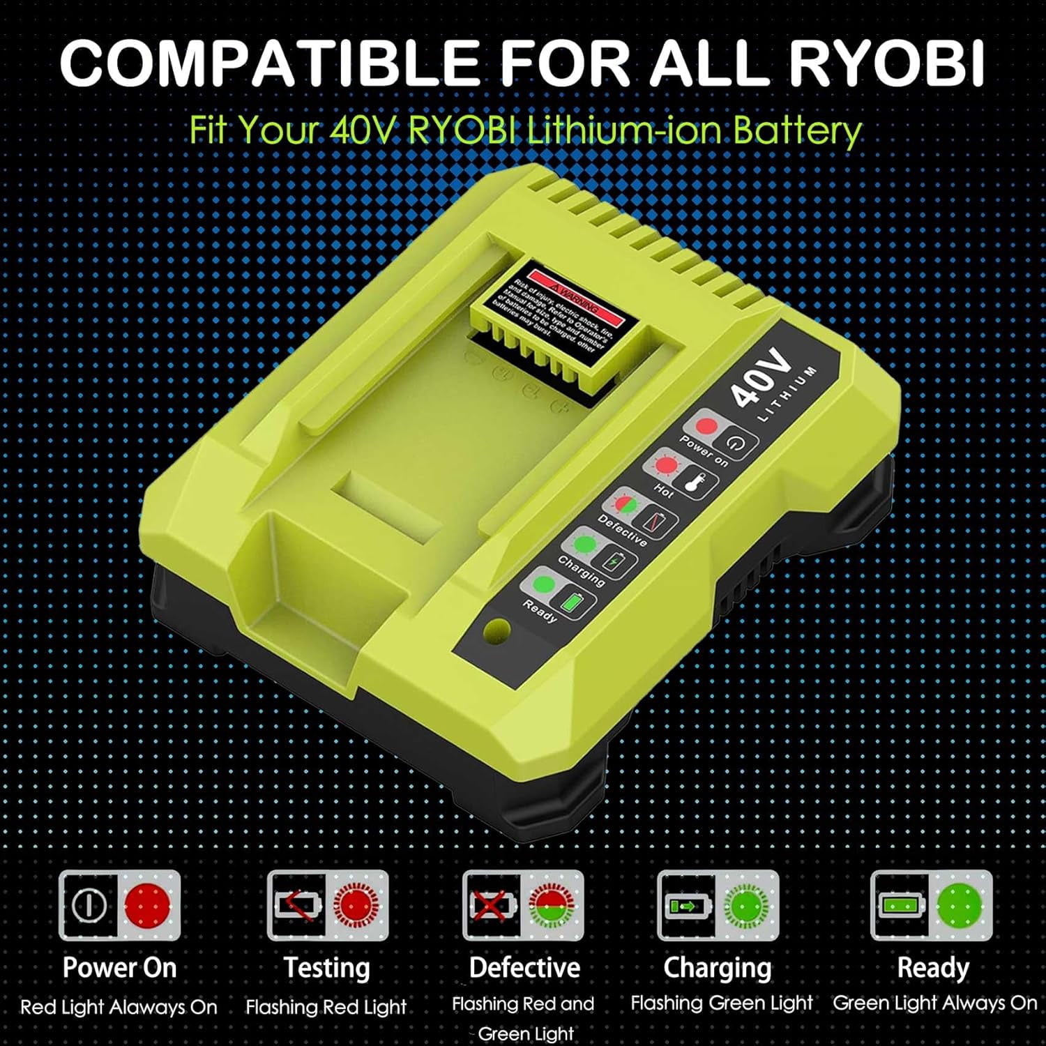 2Pack 7.5Ah Replacement for Ryobi 40V Battery and OP401 Charger Kit Compatible with Ryobi 40 Volt Lithium ion Battery OP4026 OP40261 OP4050 OP4040 OP40401 Cordless Power Tools